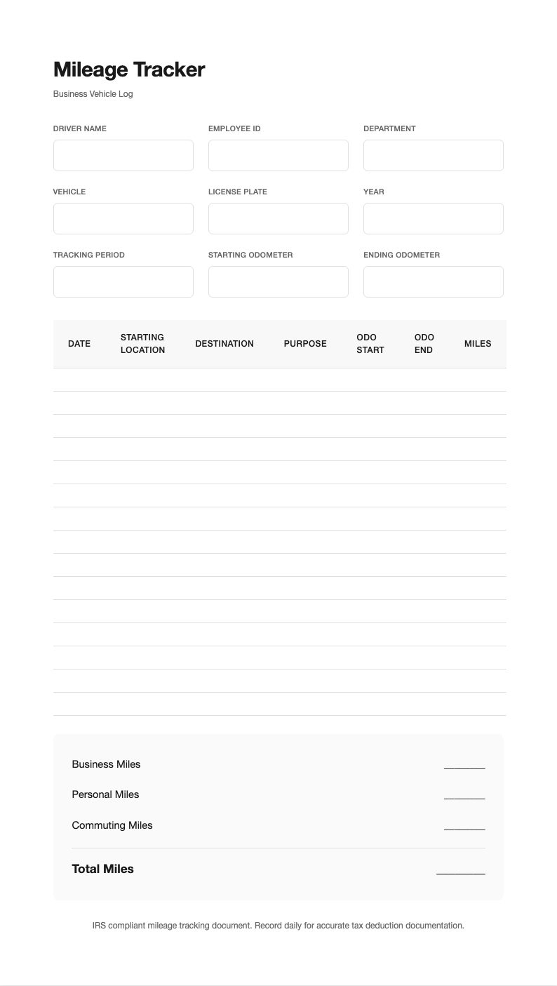 Tech minimalist mileage tracker